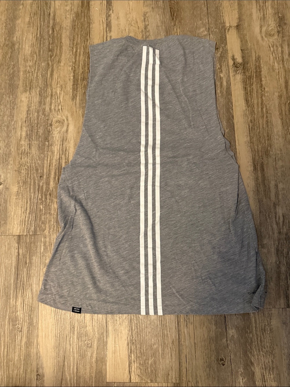 New. adidas Gray Sleeveless Tank with White 'Three Stripe Life' Print - Picture 2 of 2